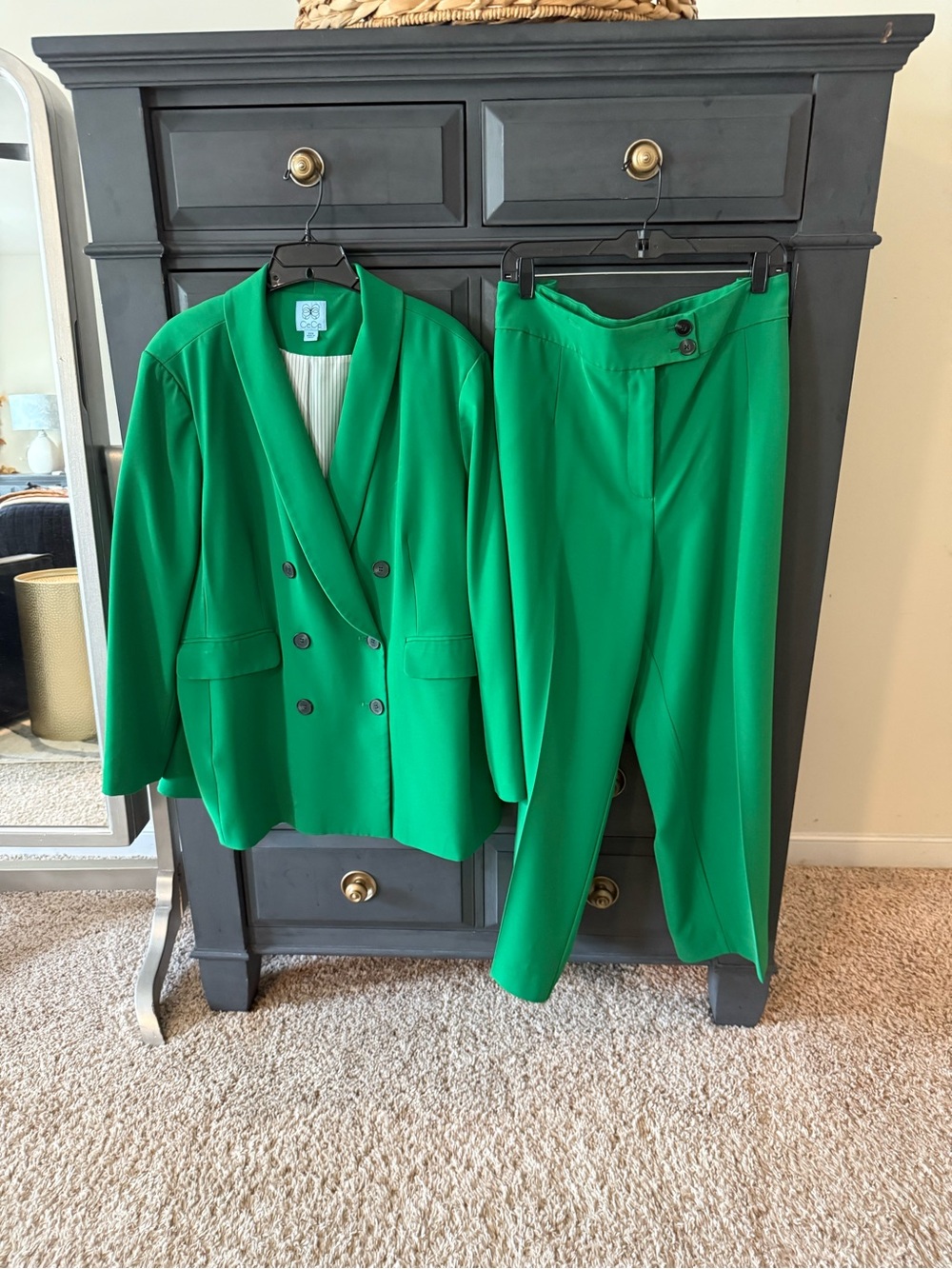 CeCe Double-Breasted Emerald Green Blazer and Pant Suit Size 22W